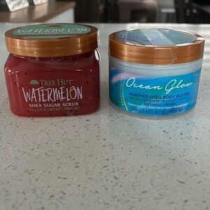 Unused Tree Hut set of Watermelon Body Scrub and Ocean Glow Body Butter